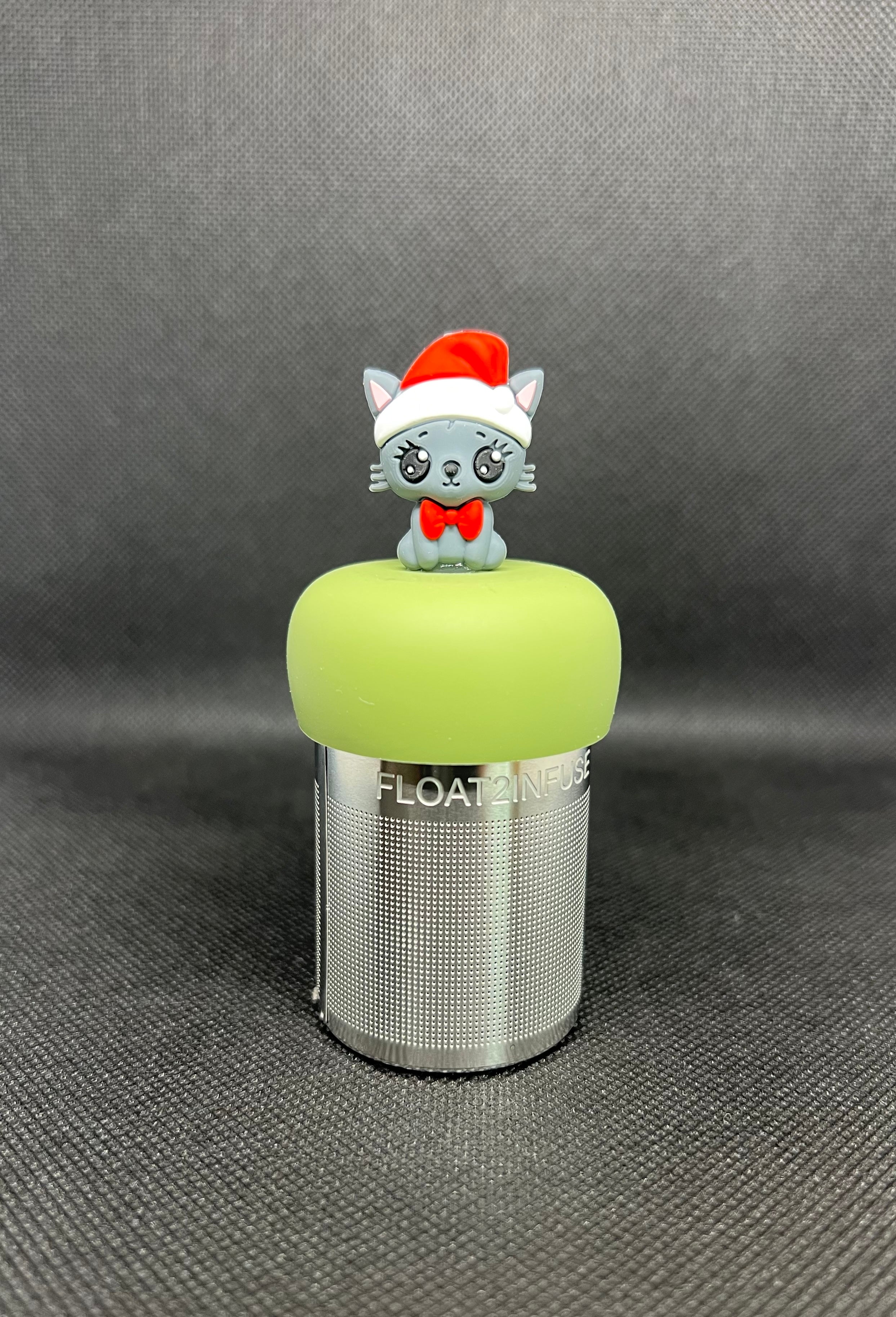 Floating Tea Steeper | Christmas Cat | Green Base 