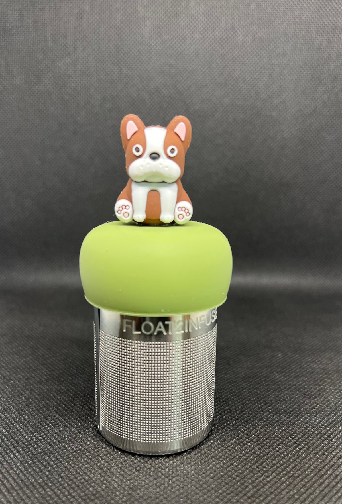 Pug dog floating tea steeper with green base